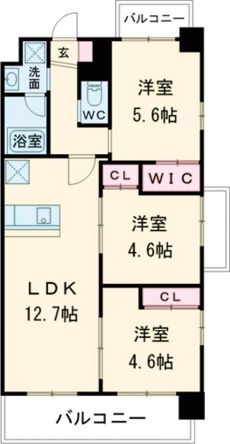 北九州市若松区童子丸のマンションの間取り