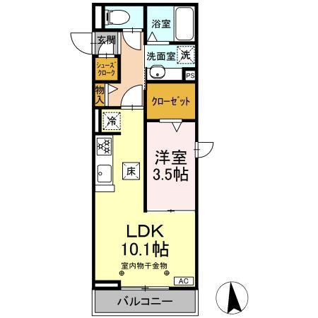 各務原市那加前洞新町のアパートの間取り