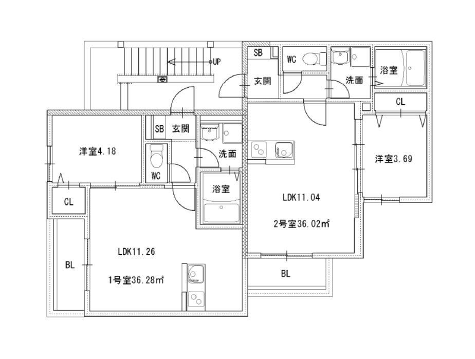 福岡市城南区片江のアパートの間取り