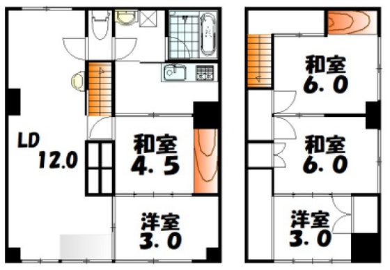 岡山市北区横井上のマンションの間取り