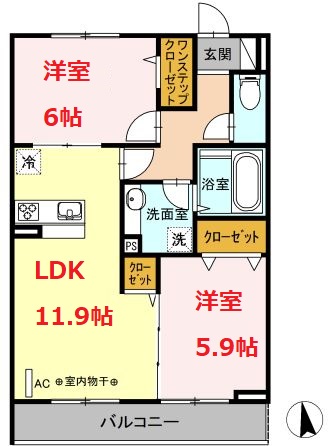 【小田原市蓮正寺のアパートの間取り】