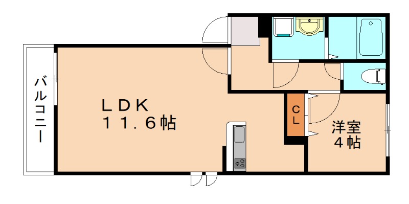 北九州市戸畑区中原西のアパートの間取り