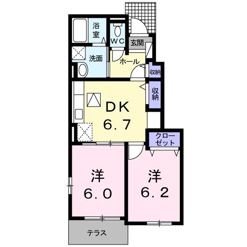 防府市大字植松のアパートの間取り