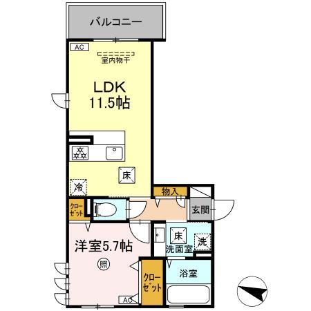 山鹿市中央通のアパートの間取り