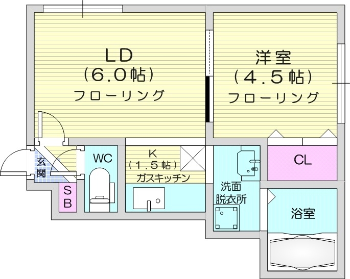 札幌市北区麻生町のアパートの間取り