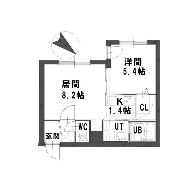 【グランメール２４軒１－２Ｂの間取り】