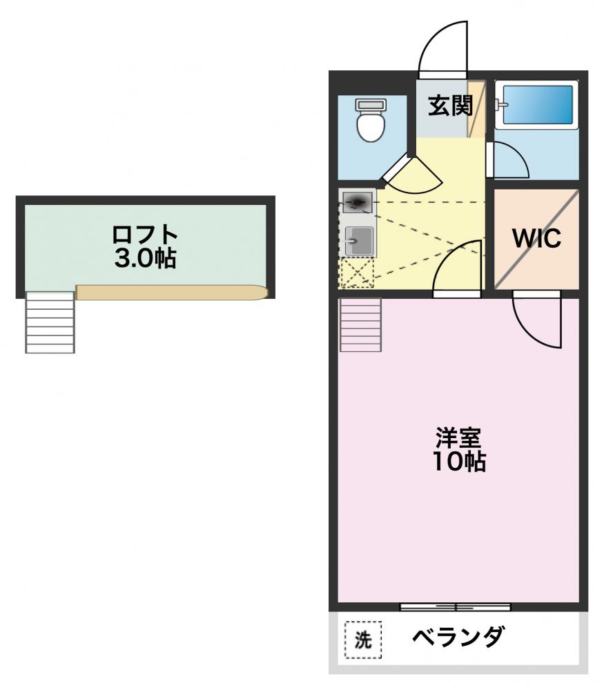 豊橋市下地町のアパートの間取り