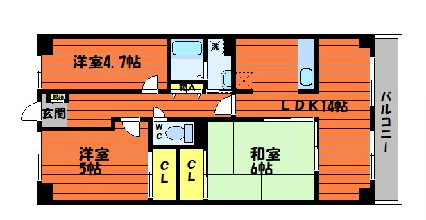 倉敷市昭和のマンションの間取り