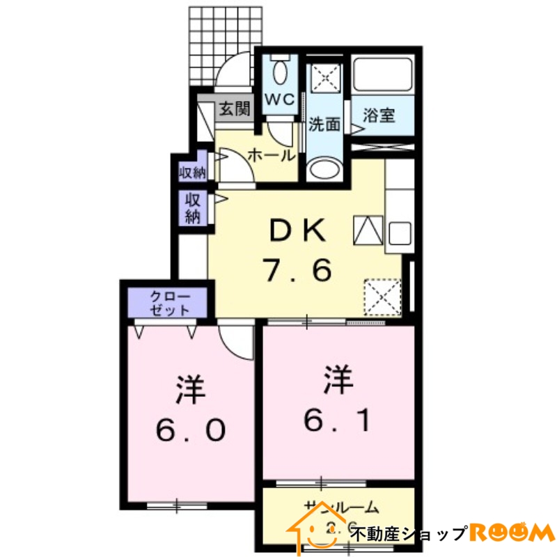 八女市蒲原のアパートの間取り