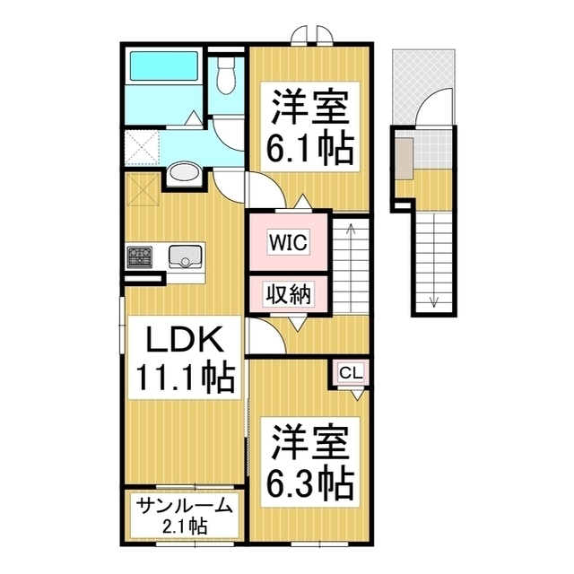 飯山市大字木島のアパートの間取り