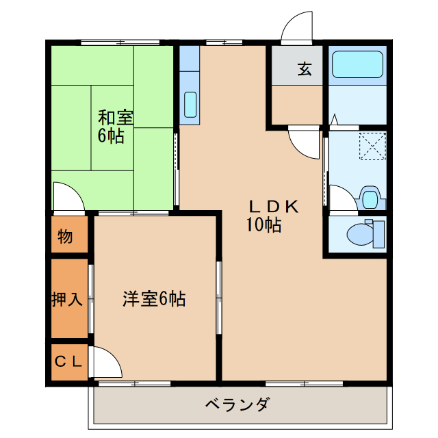 岩国市門前町のアパートの間取り