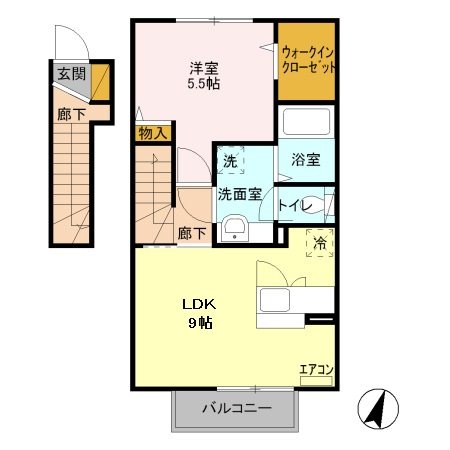 八王子市下柚木のアパートの間取り