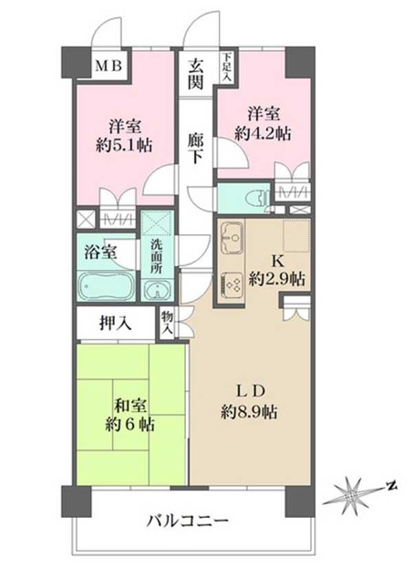 三鷹市下連雀のマンションの間取り