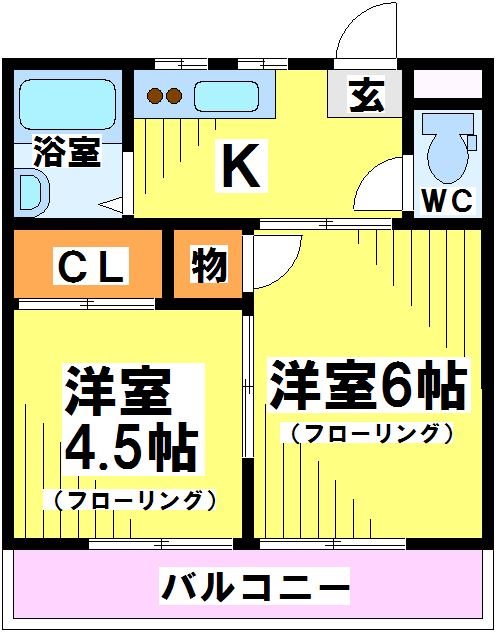 調布市東つつじケ丘のアパートの間取り