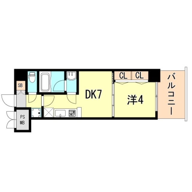 神戸市兵庫区三川口町のマンションの間取り