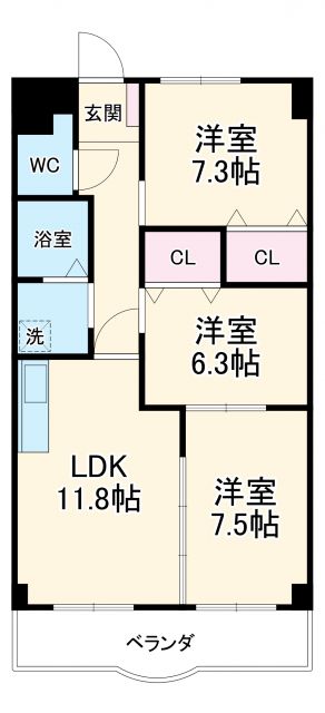 ロイヤル芝原北館の間取り