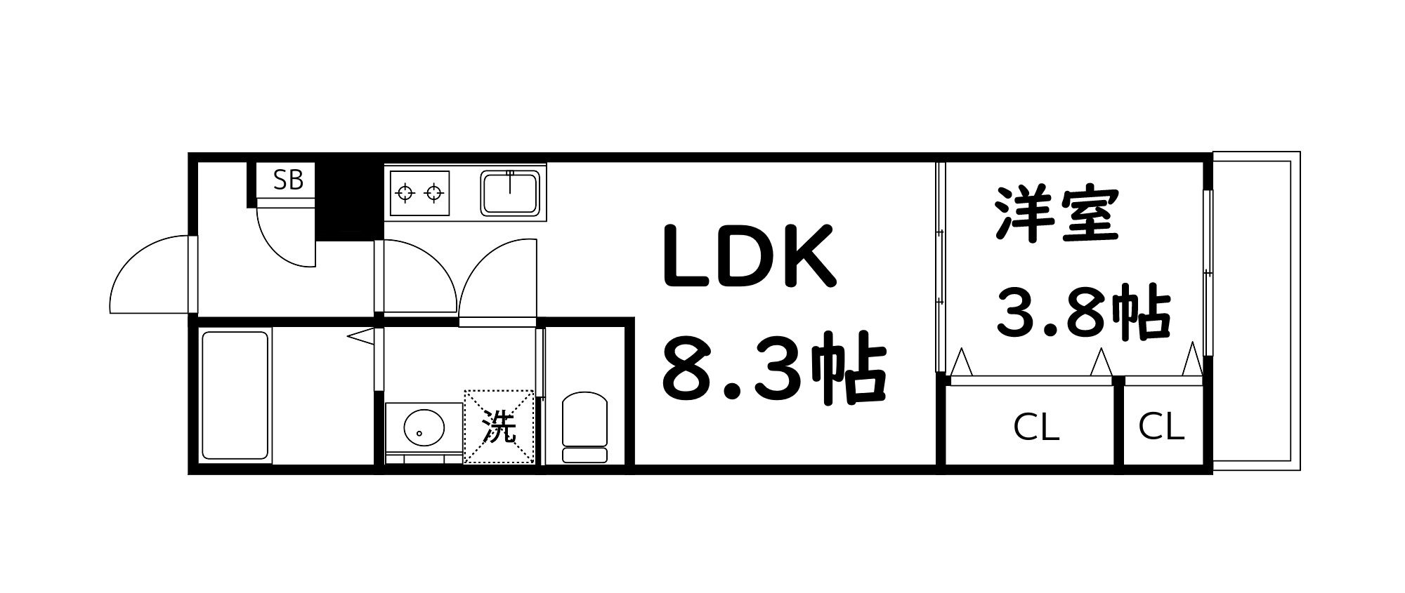 大阪市城東区中浜のアパートの間取り