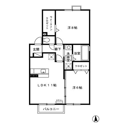 松本市寿北のアパートの間取り