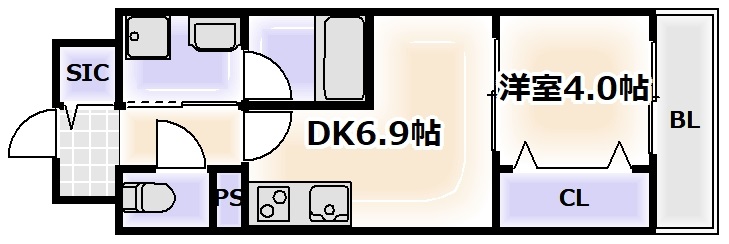 大阪市西成区花園南のマンションの間取り