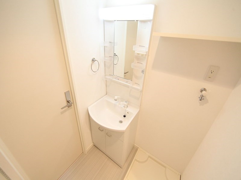 洗面設備　脱衣所　独立洗面台（シャンプードレッサー付）収納スペース有