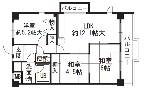 地下鉄谷町線 出戸駅 徒歩5分 4階建 築37年の間取り写真