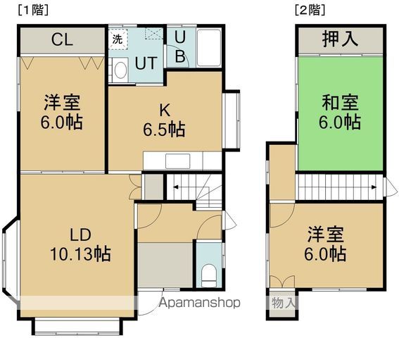 本通4丁目15番貸家の間取り写真