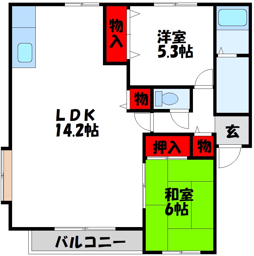 宗像市くりえいとのアパートの間取り