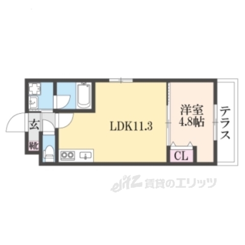 京都市西京区桂上野東町のマンションの間取り