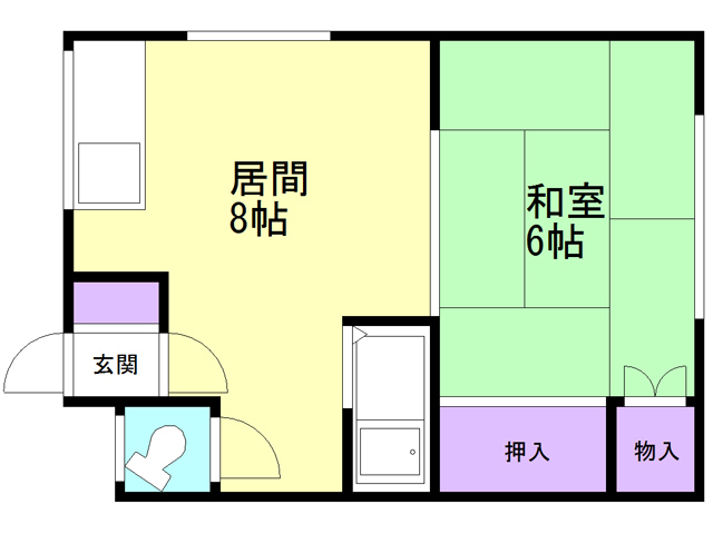 函館市青柳町のアパートの間取り