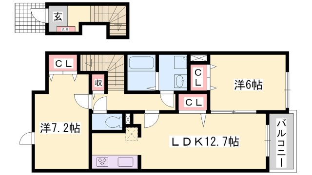 相生市汐見台のアパートの間取り