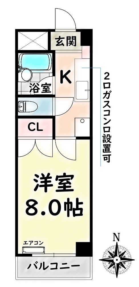 名古屋市瑞穂区亀城町のマンションの間取り