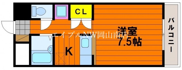 岡山市北区十日市西町のマンションの間取り