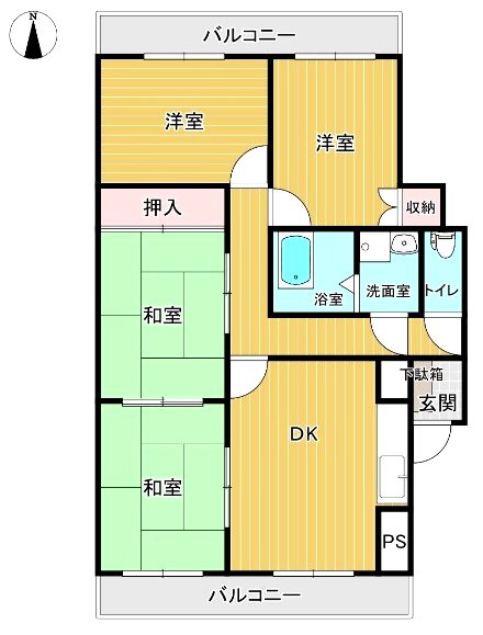 八尾市荘内町のマンションの間取り