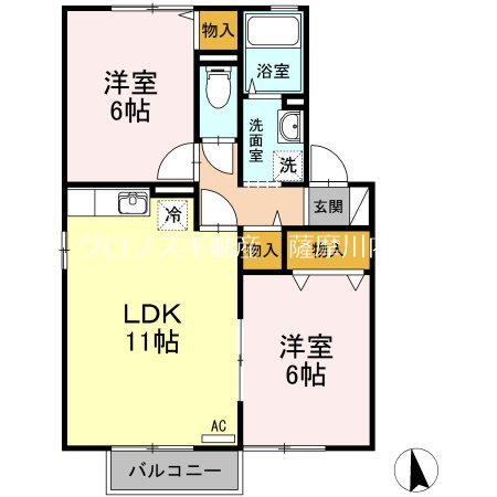 薩摩川内市五代町のアパートの間取り