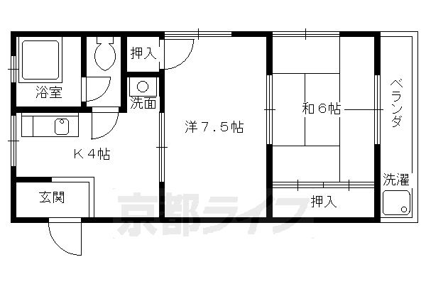 京都市右京区嵯峨大覚寺門前登リ町のマンションの間取り