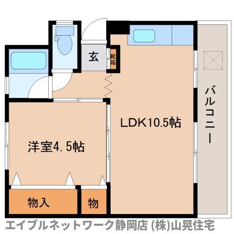 静岡市葵区川越町のマンションの間取り