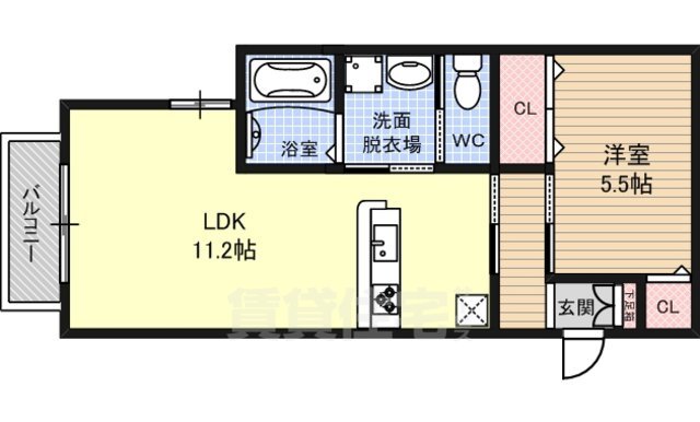 堺市堺区南陵町のアパートの間取り