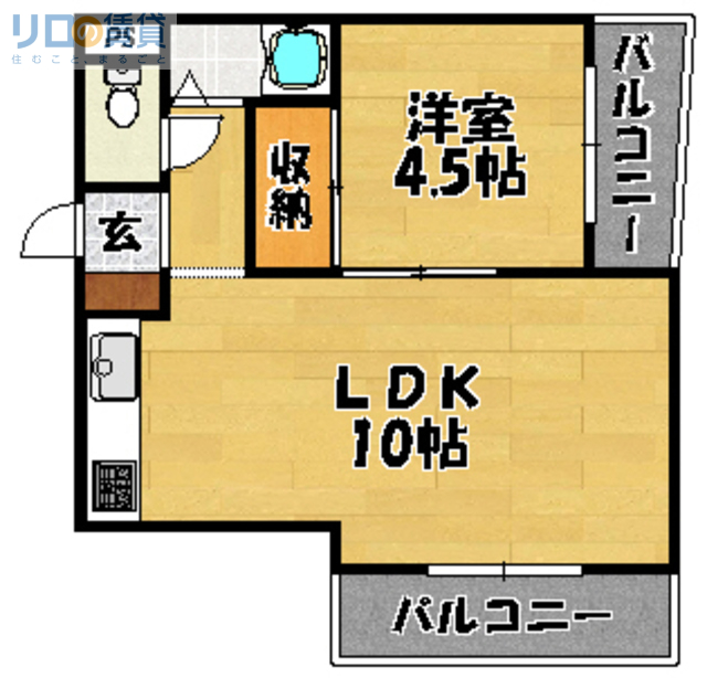 大阪市東淀川区下新庄のマンションの間取り