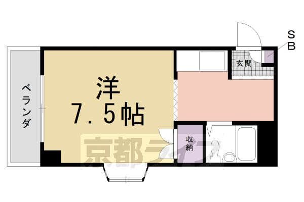 京都市右京区龍安寺塔ノ下町のマンションの間取り