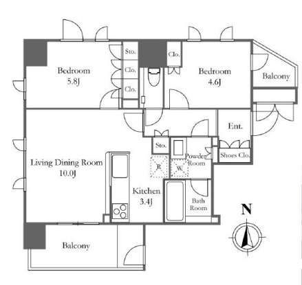 【新宿区原町のマンションの間取り】