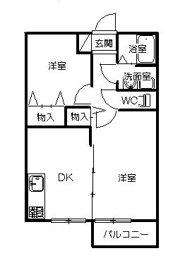 ひたちなか市大字勝倉のアパートの間取り