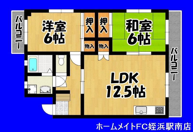 福岡市西区周船寺のマンションの間取り