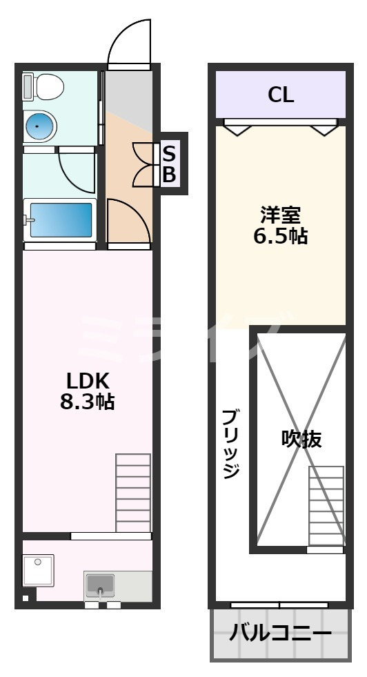 吹田市長野東のマンションの間取り