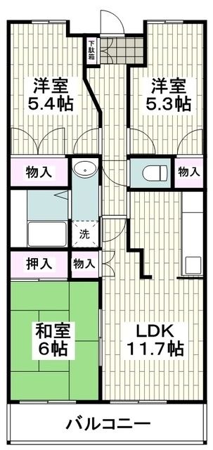 横浜市旭区西川島町のマンションの間取り