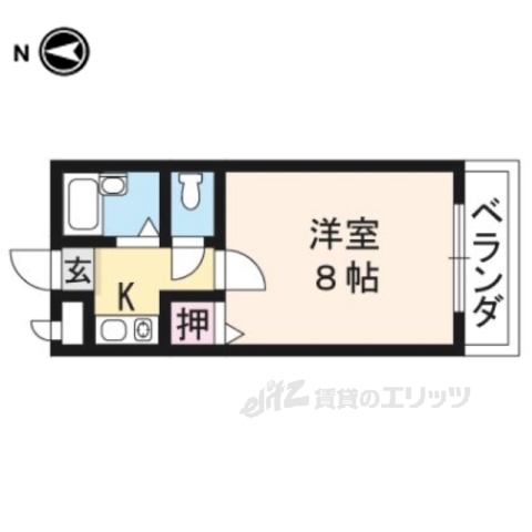 京都市山科区北花山大林町のマンションの間取り