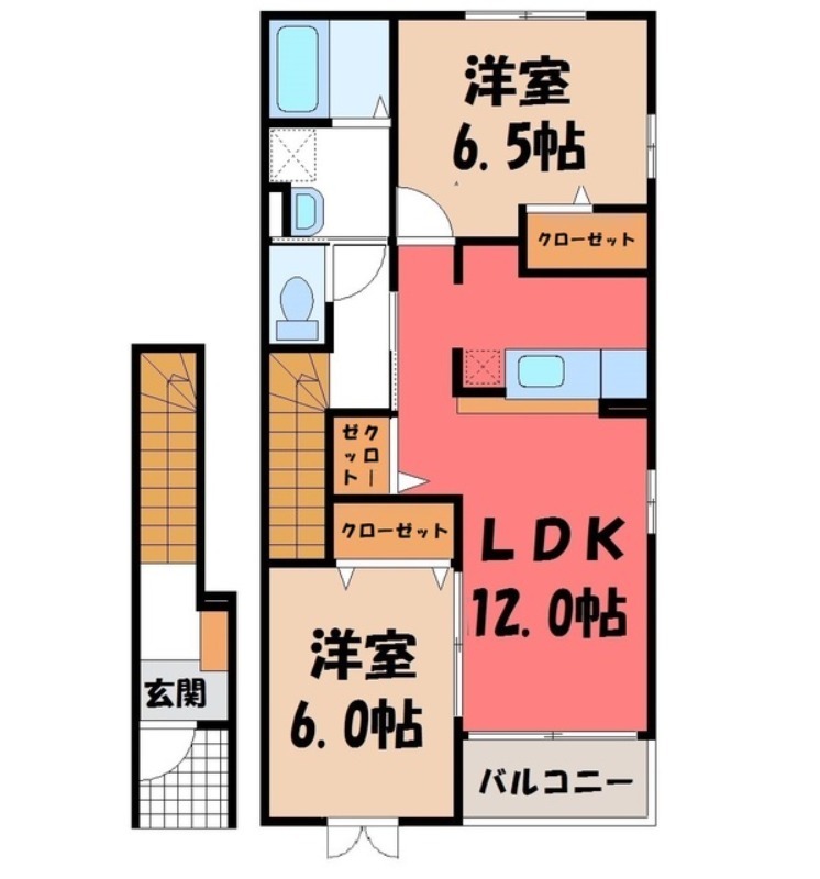 筑西市玉戸のアパートの間取り