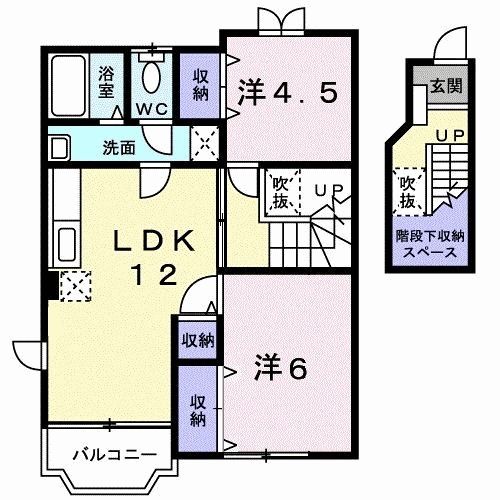 岐阜市三田洞のアパートの間取り