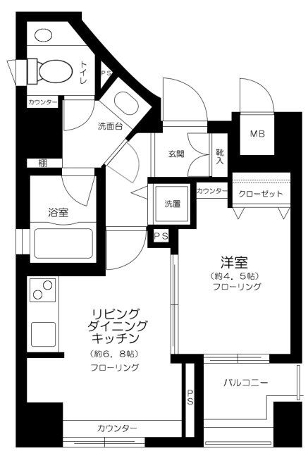 港区赤坂のマンションの間取り