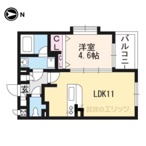 京都市右京区太秦宮ノ前町のマンションの間取り