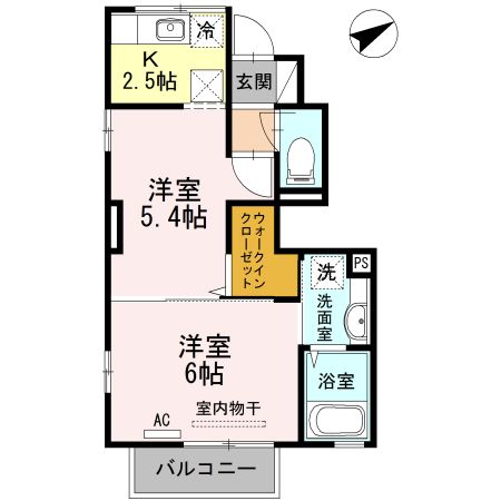 鹿児島市下伊敷のアパートの間取り